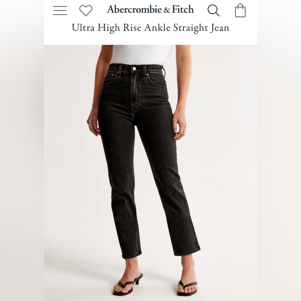 Abercrombie & Fitch Ultra High Rise Ankle Straight Jean in Black Size 27/4 NWT